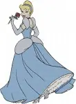 Cinderella Blue Ballgown Portrait With Prince Charming And Elegant Full Pose - Filled Embroidery Design - 1770