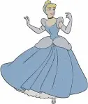 Cinderella Blue Ballgown Dancing Curtsying Holding Skirt And With Flower Basket - Filled Embroidery Design - 1775