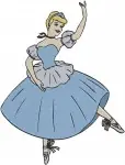 Cinderella Blue Ballgown Dancing Curtsying Holding Skirt And With Flower Basket - Filled Embroidery Design - 1777