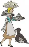 Cinderella Blue Ballgown Dreaming Of Mice Standing Pose Rags Serving Dogs - Filled Embroidery Design - 1780