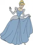 Cinderella Blue Ballgown Dreaming Of Mice Standing Pose Rags Serving Dogs - Filled Embroidery Design - 1781