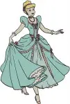 Cinderella Blue Ballgown Sitting Standing And Elegant Teal Green Ballgown - Filled Embroidery Design - 1784