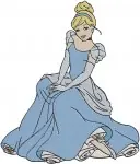 Cinderella Blue Ballgown Various Poses With Jaq And Gus Mouse Friends Serving - Filled Embroidery Design - 1800