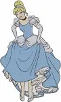 Cinderella Blue Ballgown More Varied Elegant Poses Curtsying Holding Dress - Filled Embroidery Design - 1807