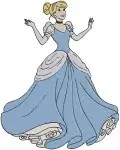 Cinderella Blue Ballgown More Varied Elegant Poses Curtsying Holding Dress - Filled Embroidery Design - 1808