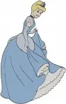 Cinderella Blue Ballgown More Varied Elegant Poses Curtsying Holding Dress - Filled Embroidery Design - 1809