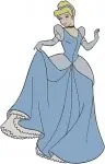 Cinderella Blue Ballgown More Varied Elegant Poses Curtsying Holding Dress - Filled Embroidery Design - 1810