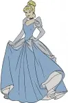 Cinderella Blue Ballgown Elegant Standing Poses And Riding Horse With Prince - Filled Embroidery Design - 1811