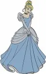 Cinderella Blue Ballgown Elegant Standing Poses And Riding Horse With Prince - Filled Embroidery Design - 1812