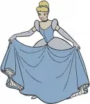 Cinderella Blue Ballgown Elegant Standing Poses And Riding Horse With Prince - Filled Embroidery Design - 1814