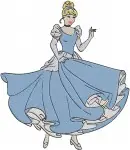 Disney Cinderella Blue Ballgown Elegant Poses Dancing Holding Dress Princess Bundle - Filled Embroidery Design - 1815
