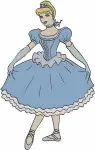 Disney Cinderella Blue Ballgown Princess With Horse Various Elegant Stances Collection - Filled Embroidery Design - 1823