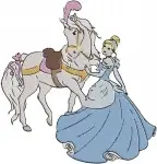 Disney Cinderella Blue Ballgown Princess With Horse Various Elegant Stances Collection - Filled Embroidery Design - 1824