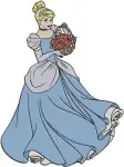 Disney Cinderella Blue Ballgown Holding Flowers Pumpkin Enchanting Princess Moments - Filled Embroidery Design - 1828