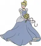 Disney Cinderella Blue Ballgown Holding Flowers Pumpkin Enchanting Princess Moments - Filled Embroidery Design - 1829