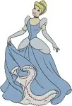 Disney Cinderella Blue Purple Ballgown Variations Elegant Princess Standing Poses - Filled Embroidery Design - 1833