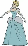 Disney Cinderella Blue Purple Ballgown Variations Elegant Princess Standing Poses - Filled Embroidery Design - 1834