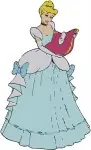 Disney Cinderella Blue Ballgown Reading Book Surprised Expression Princess Study Bundle - Filled Embroidery Design - 1845