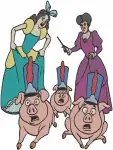 Disney Cinderella Prince Charming Dancing Jaq Gus Mice Royal Couple Pink Gold Set - Filled Embroidery Design - 1846