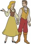 Disney Cinderella Prince Charming Dancing Jaq Gus Mice Royal Couple Pink Gold Set - Filled Embroidery Design - 1849