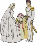 Disney Cinderella Prince Charming Wedding Pink Gold Dress Flower Wreath Romance Collection - Filled Embroidery Design - 1850