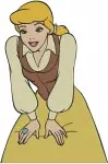 Disney Cinderella Peasant Pink Dress Drizella With Flute Household Chores Designs - Filled Embroidery Design - 1864