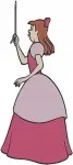 Disney Cinderella Peasant Pink Dress Drizella With Flute Household Chores Designs - Filled Embroidery Design - 1865