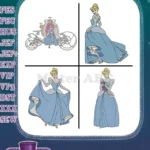 Disney Cinderella Pumpkin Carriage Blue Ballgown Princess Ready For Ball Designs - Filled Embroidery Design - Instant Download
