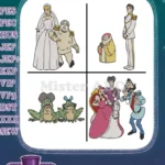 Disney Cinderella Family Wedding Prince Stepsisters Frogs Gus Mice Evil Stepmother - Filled Embroidery Design - Instant Download