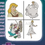 Disney Cinderella Peasant Dress Wedding Gown Mice Helping Making Dress Magic - Filled Embroidery Design - Instant Download