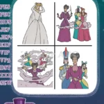 Disney Cinderella Wedding Day Stepsisters Lady Tremaine Mice Friends Group Bundle - Filled Embroidery Design - Instant Download