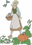 Disney Cinderella Peasant Dress Flowers Pumpkins Bruno Dog Gentle Princess - Filled Embroidery Design - 1888