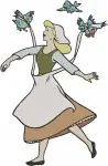 Disney Cinderella Peasant Pink Dress Singing With Birds Joyful Moments Designs - Filled Embroidery Design - 1889