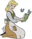 Disney Cinderella Peasant Pink Dress Singing With Birds Joyful Moments Designs - Filled Embroidery Design - 1890