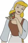 Disney Cinderella Peasant Feeding Animals Birds Pumpkins Pink Dress Kindness Collection - Filled Embroidery Design - 1907