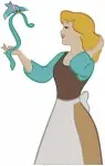 Disney Cinderella Peasant Dress With Bruno Dog Birds At Mirror Morning Routine - Filled Embroidery Design - 1909