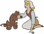Disney Cinderella Peasant Dress With Bruno Dog Birds At Mirror Morning Routine - Filled Embroidery Design - 1911