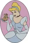 Disney Cinderella With Mice Jaq Gus Sewing Bruno Dog Oval Portrait Friends - Filled Embroidery Design - 1921