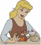 Disney Cinderella With Mice Jaq Gus Sewing Bruno Dog Oval Portrait Friends - Filled Embroidery Design - 1922