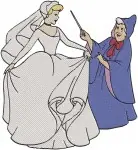 Disney Cinderella Fairy Godmother Wand Poses With Cinderella Wedding Dress Guidance Collection - Filled Embroidery Design - 1934