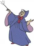 Cinderella Fairy Godmother With Cinderella In Rags And Ballgown Magic Wand - Filled Embroidery Design - 1943