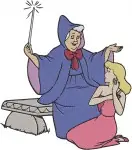 Cinderella Fairy Godmother And Cinderella Rags Wedding Dress Interactions - Filled Embroidery Design - 1947