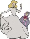 Cinderella Fairy Godmother And Cinderella Rags Wedding Dress Interactions - Filled Embroidery Design - 1948