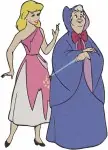 Cinderella Fairy Godmother And Cinderella Rags Wedding Dress Interactions - Filled Embroidery Design - 1950