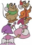 Cinderella Mice Jaq Gus Suzy Perla In Outfits With Flowers Character - Filled Embroidery Design - 1959