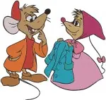 Cinderella Mice Jaq Gus Suzy Perla In Outfits With Flowers Character - Filled Embroidery Design - 1960