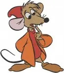 Cinderella Mice Jaq And Gus In Red Outfits Carrying Large Key Action - Filled Embroidery Design - 2006