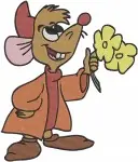 Cinderella Mice Jaq Gus With Flowers And Suzy Or Perla In Pink Dress - Filled Embroidery Design - 2014