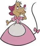 Cinderella Mice Jaq Gus With Flowers And Suzy Or Perla In Pink Dress - Filled Embroidery Design - 2016