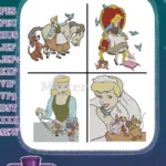 Disney Cinderella Peasant Dress Sewing With Mice Birds Bruno Dog Kindness Collection - Filled Embroidery Design - Instant Download